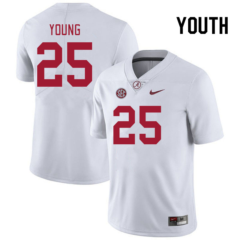 Youth #25 Richard Young Alabama Crimson Tide College Footabll Jerseys Stitched Sale-White